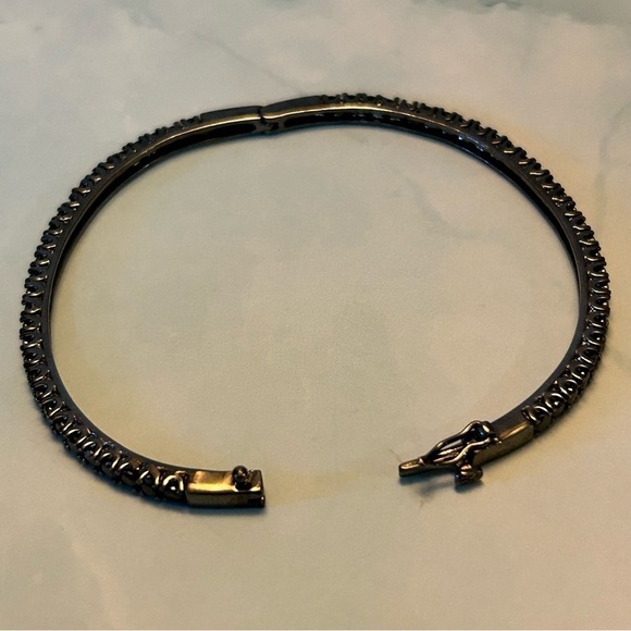 Black Rhinestone Bangle Bracelet - Picture 3 of 3